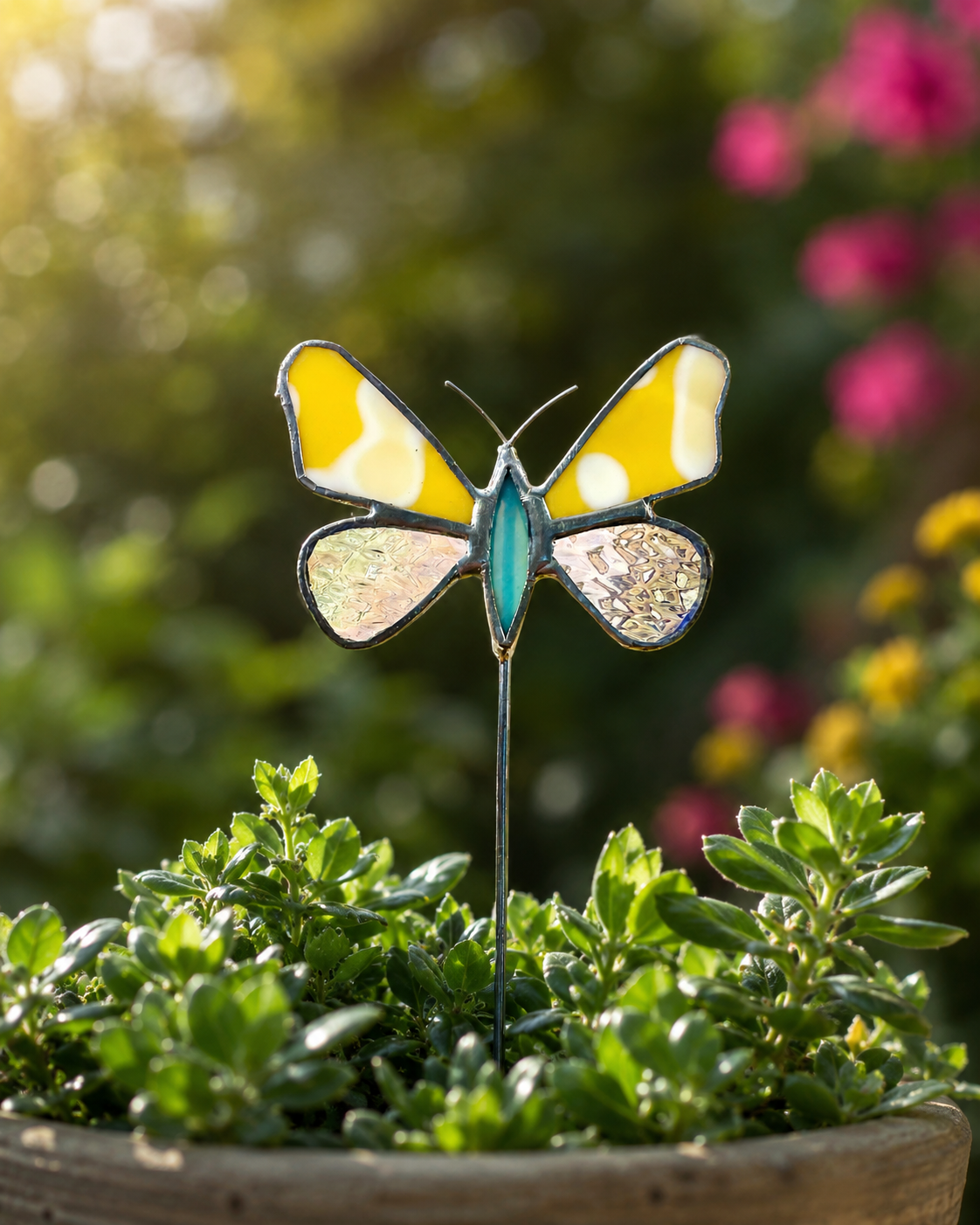 Handmade Stained Glass Butterfly Plant Stakes - Samara Designs Studio