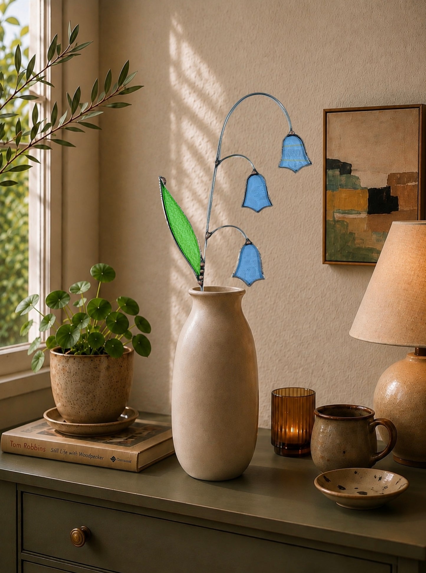 Handmade Stained Glass Bluebell Stem