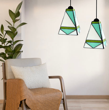 Mid Century Modern Stained Glass Pendant Light - Samara Designs Studio