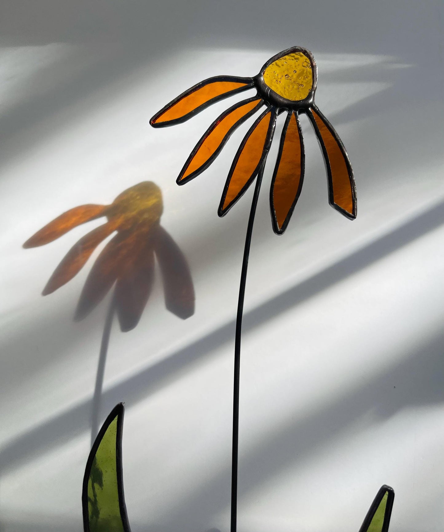 Glass Dark Amber Coneflower Stem