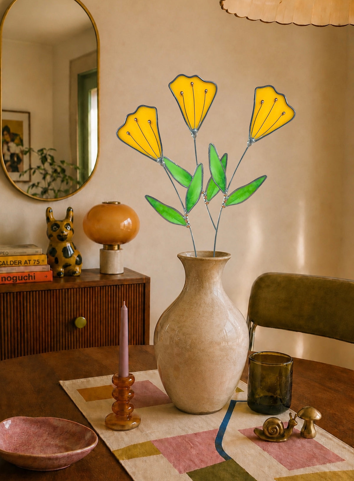 Handmade Stained Glass Floral Décor