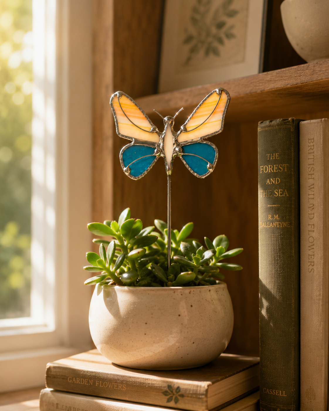 Handmade Stained Glass Butterfly Plant Stakes - Samara Designs Studio