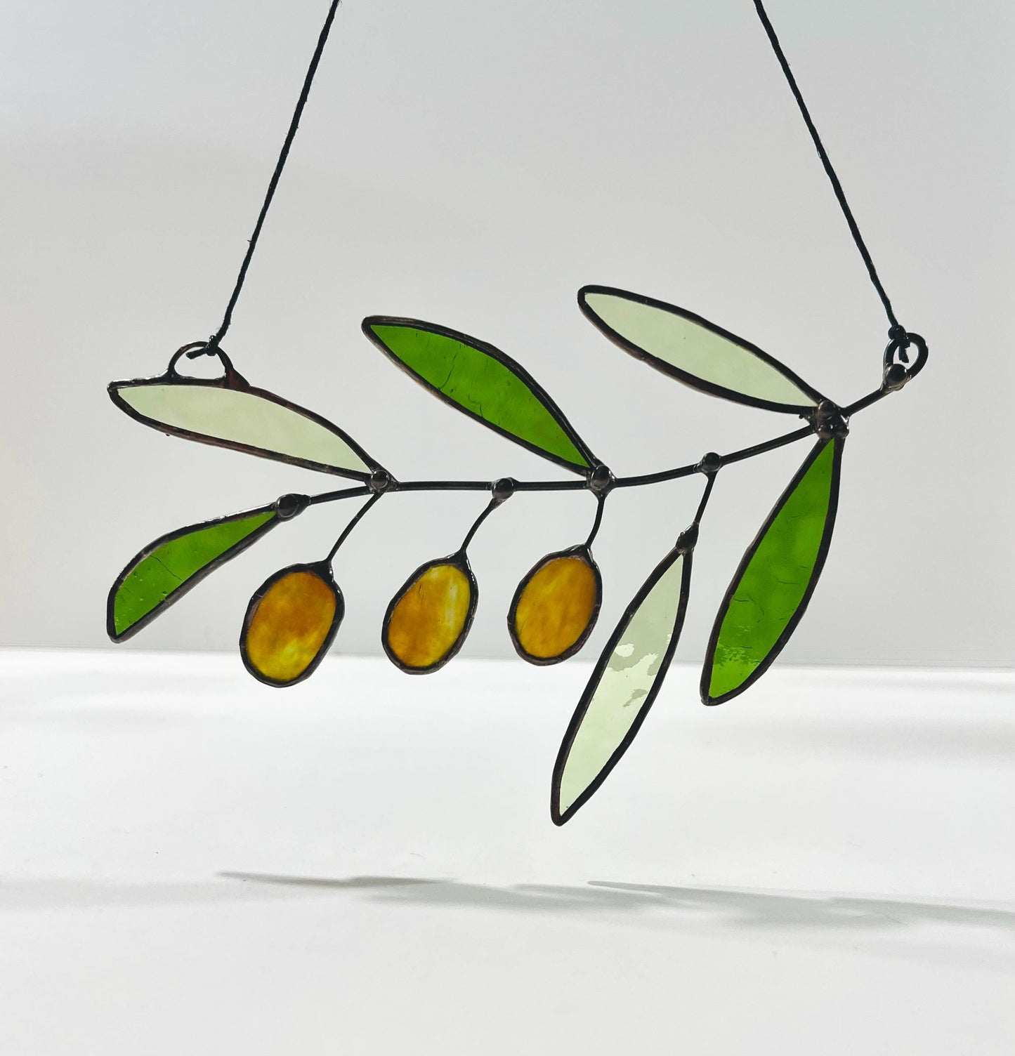Glass Olive Branch Suncatcher
