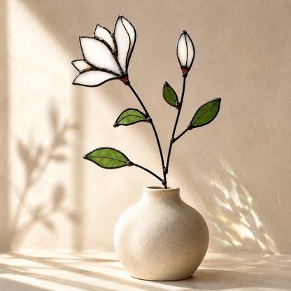 Handmade Stained Glass Magnolia Stem - Samara Designs Studio