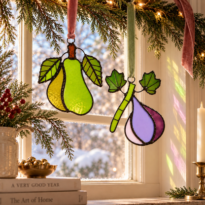 Pear & Fig Stained Glass Ornament Gift Set