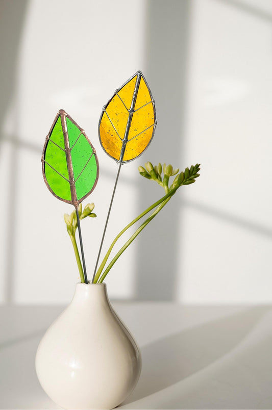 Glass Leaf Plant Stake