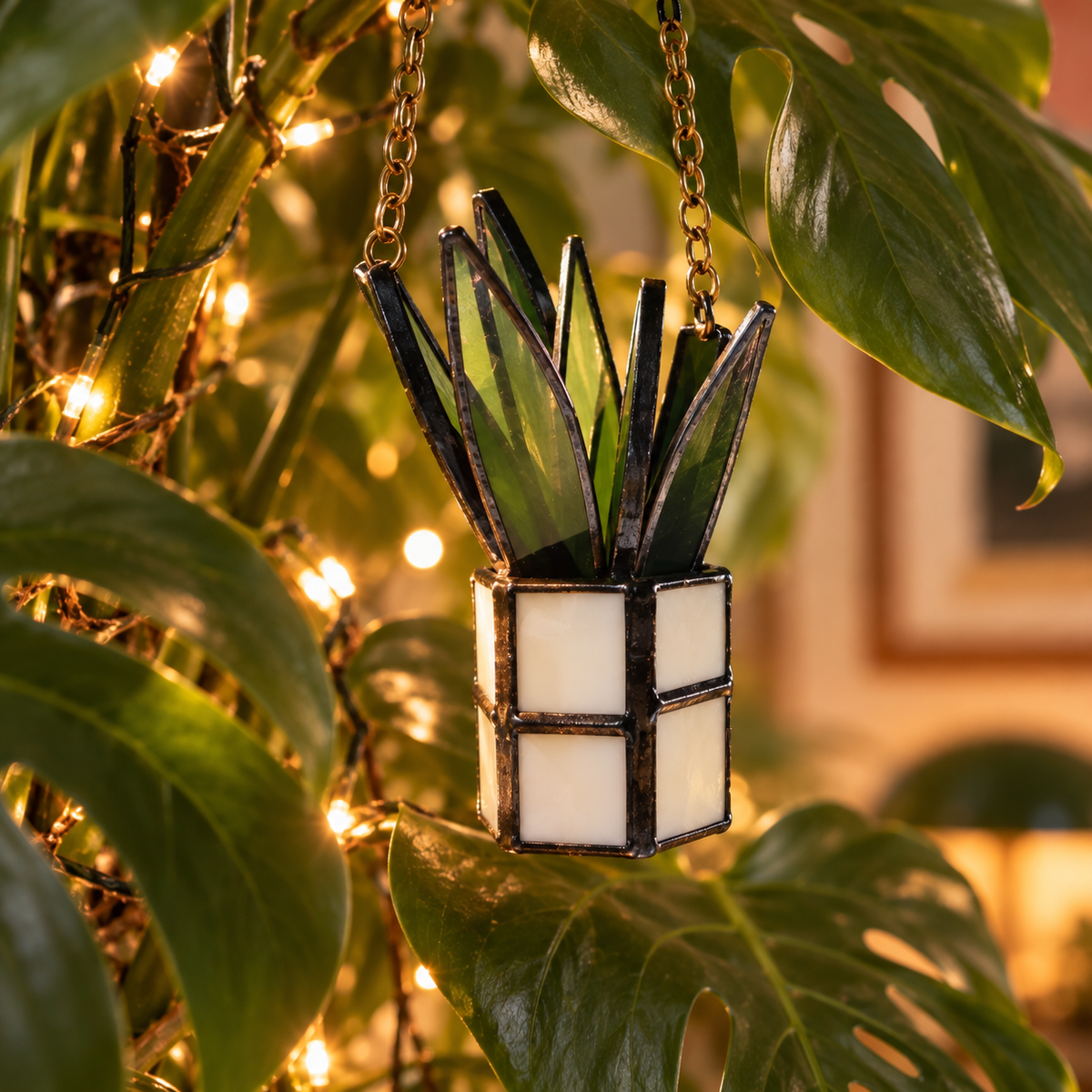 Mini Stained Glass Plant Ornaments