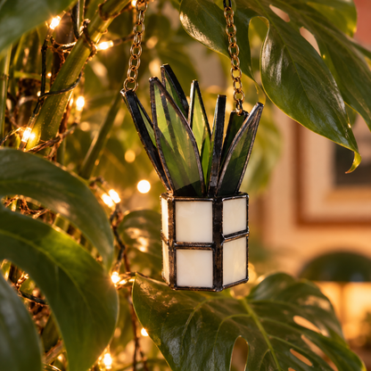 Mini Stained Glass Plant Ornaments