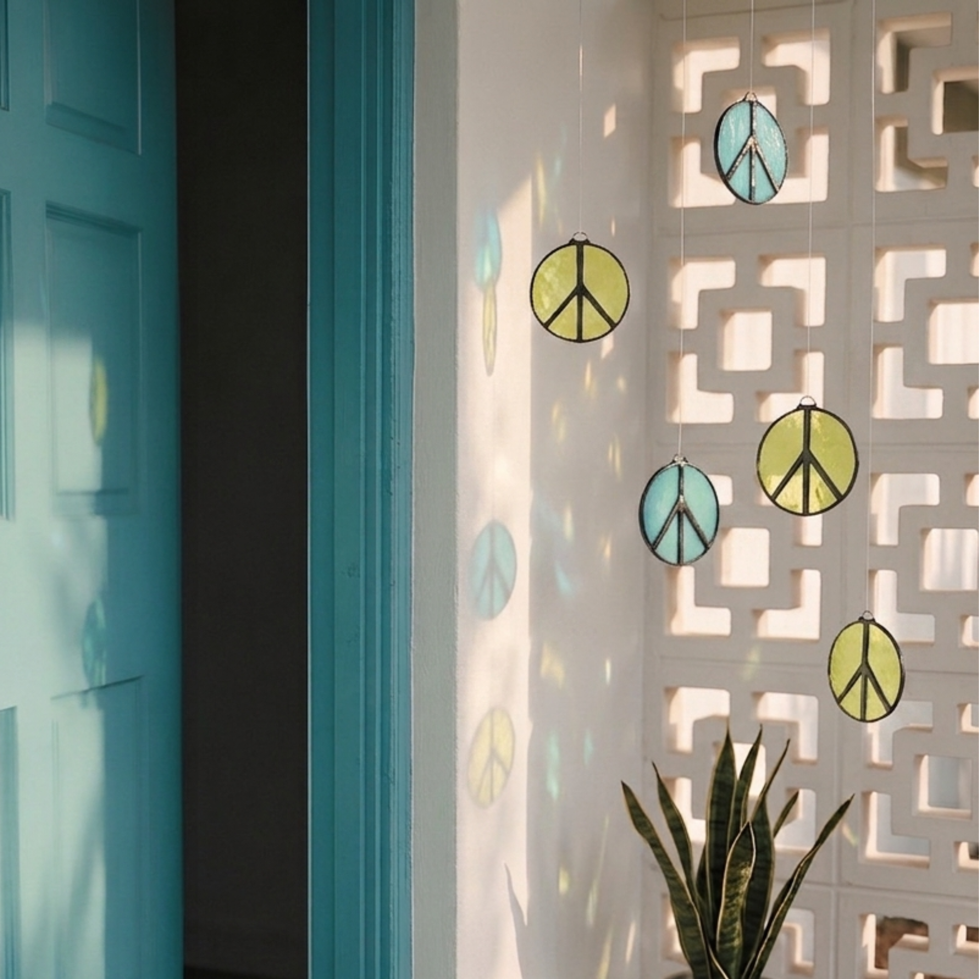 Peace Sign Stained Glass Suncatcher - Samara Designs Studio