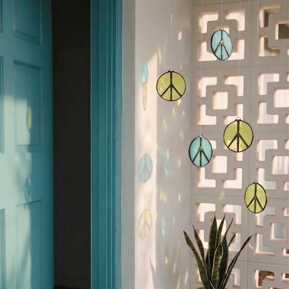 Peace Sign Stained Glass Suncatcher - Samara Designs Studio