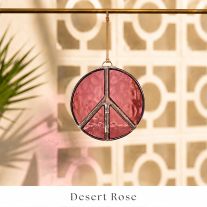Peace Sign Stained Glass Suncatcher for Campers & Cozy Spaces - Samara Designs Studio