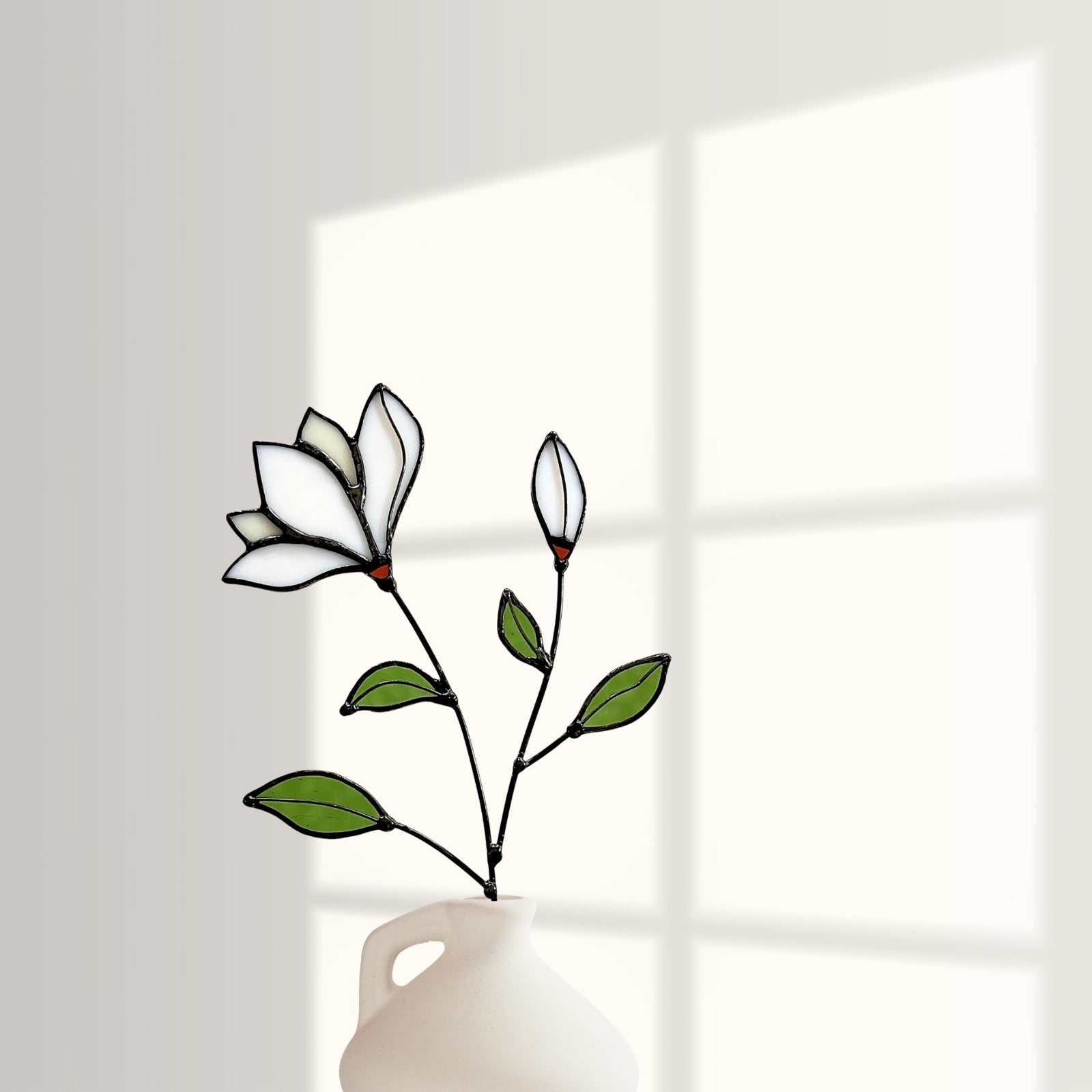 Handmade Stained Glass Magnolia Stem - Samara Designs Studio