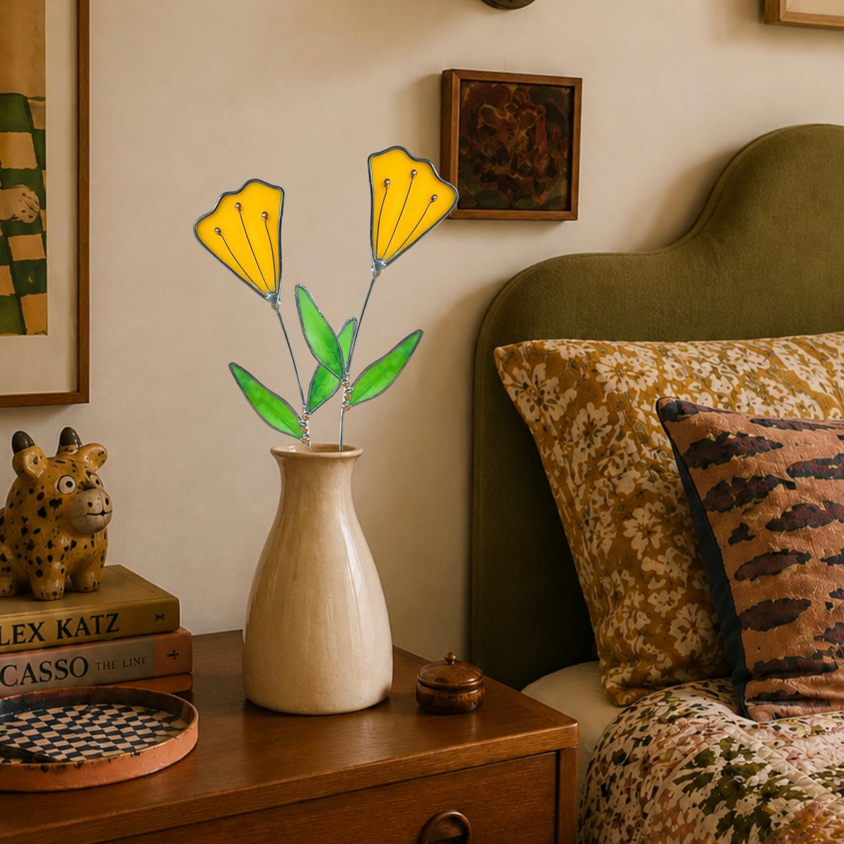Handmade Stained Glass Floral Décor