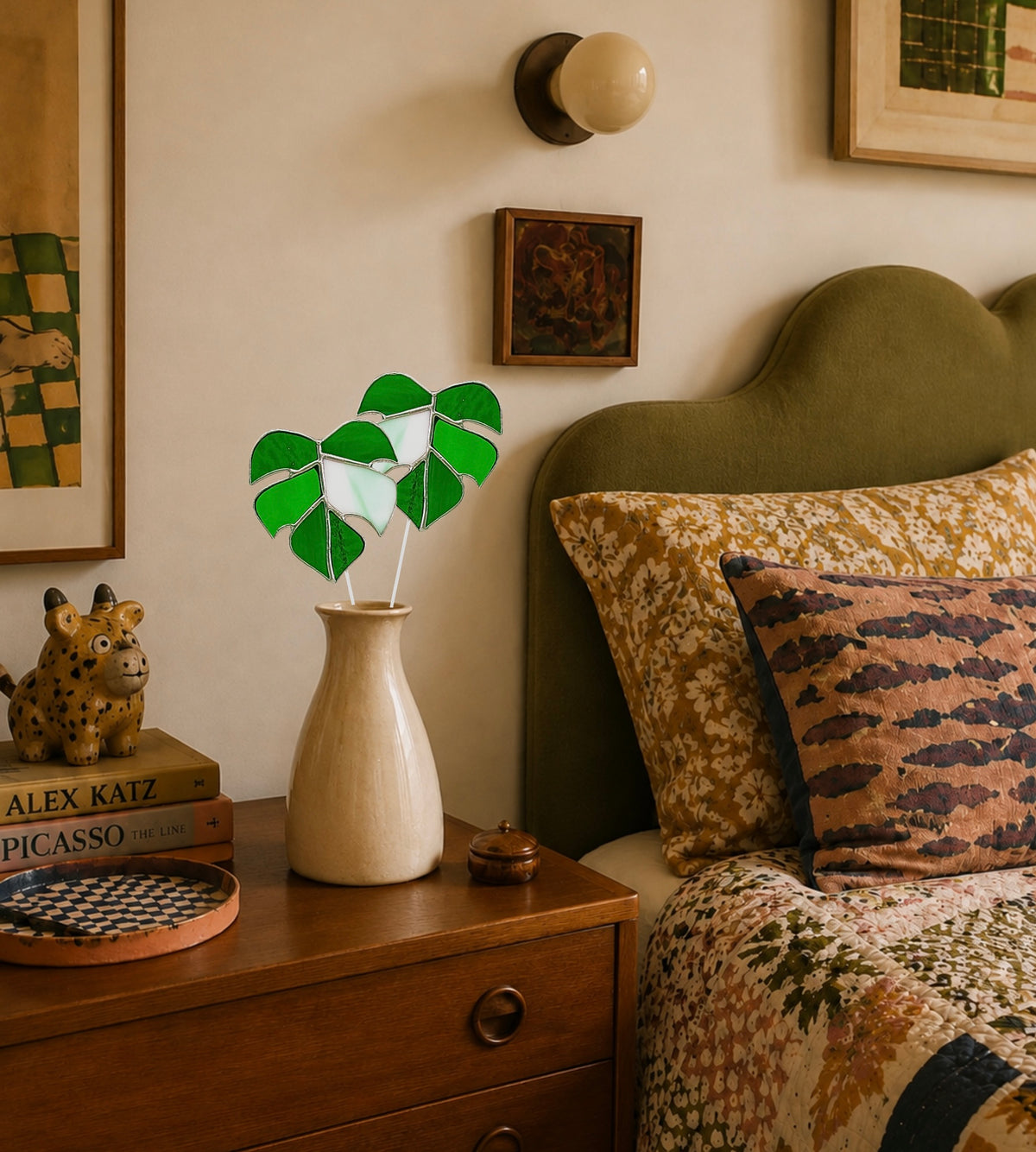 Monstera Leaf Glass Plant Stake | Handmade Stained Glass Gift - Samara Designs Studio