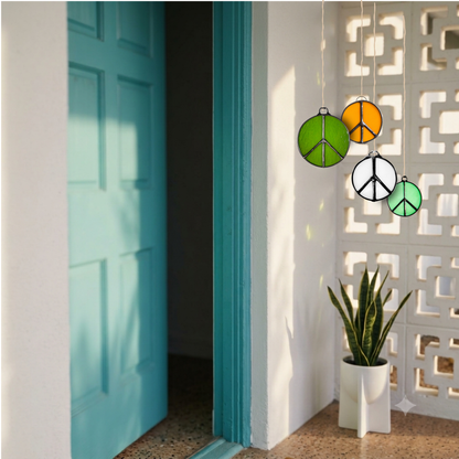 Peace Sign Stained Glass Suncatcher - Samara Designs Studio