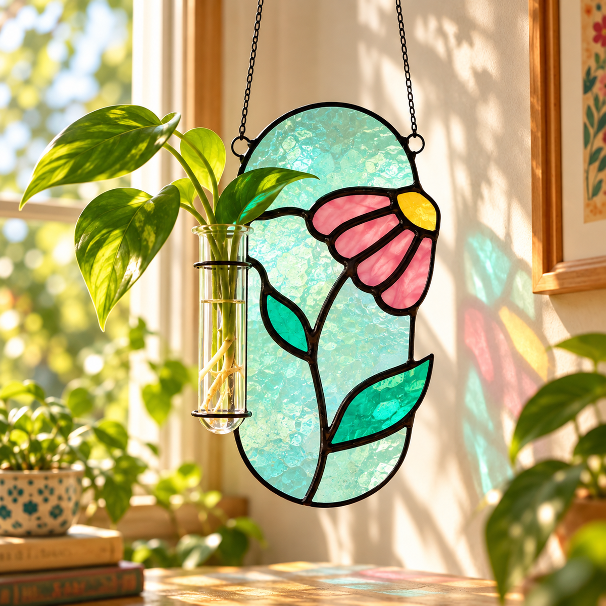 Stained Glass Plant Propagation Station | Mushroom or Wildflower - Samara Designs Studio