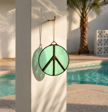 Peace Sign Stained Glass Suncatcher - Samara Designs Studio
