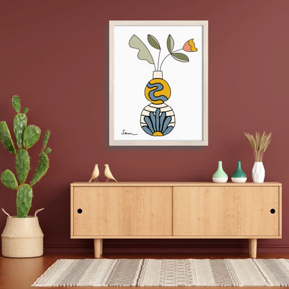 Boho Vase Art Print | Modern Botanical Wall Art | Unique Gift for Home & Art Lovers - Samara Designs Studio