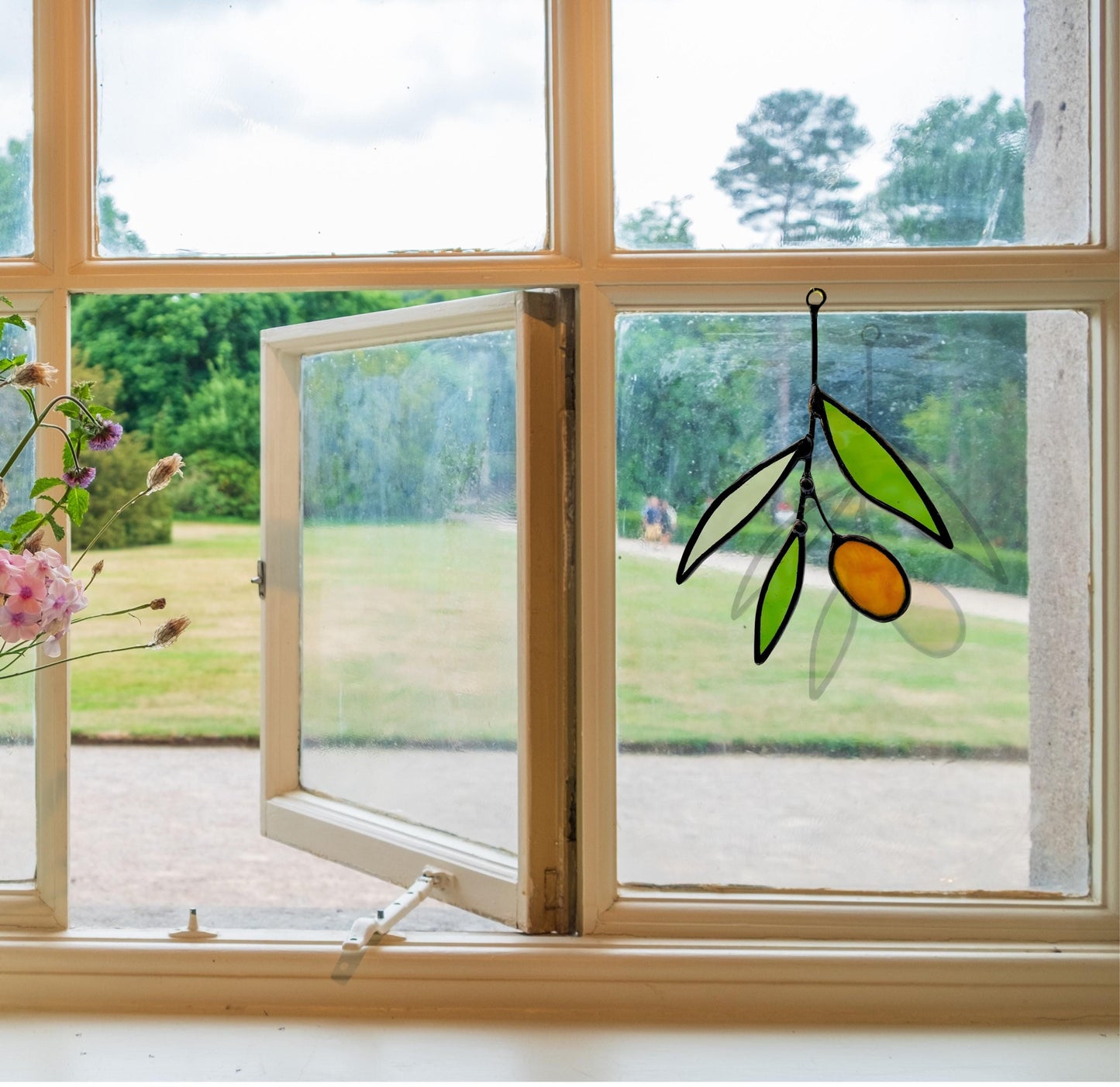 Mini Glass Olive Branch Suncatcher