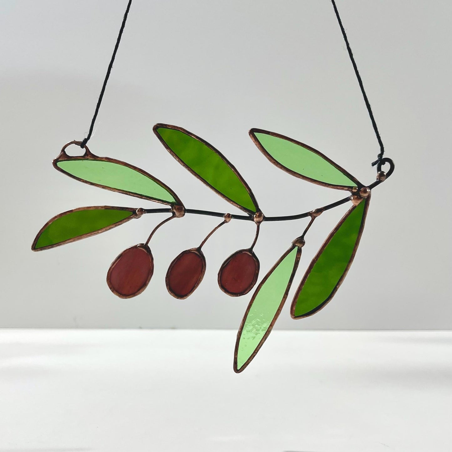 Glass Greek Olive Branch Suncatcher
