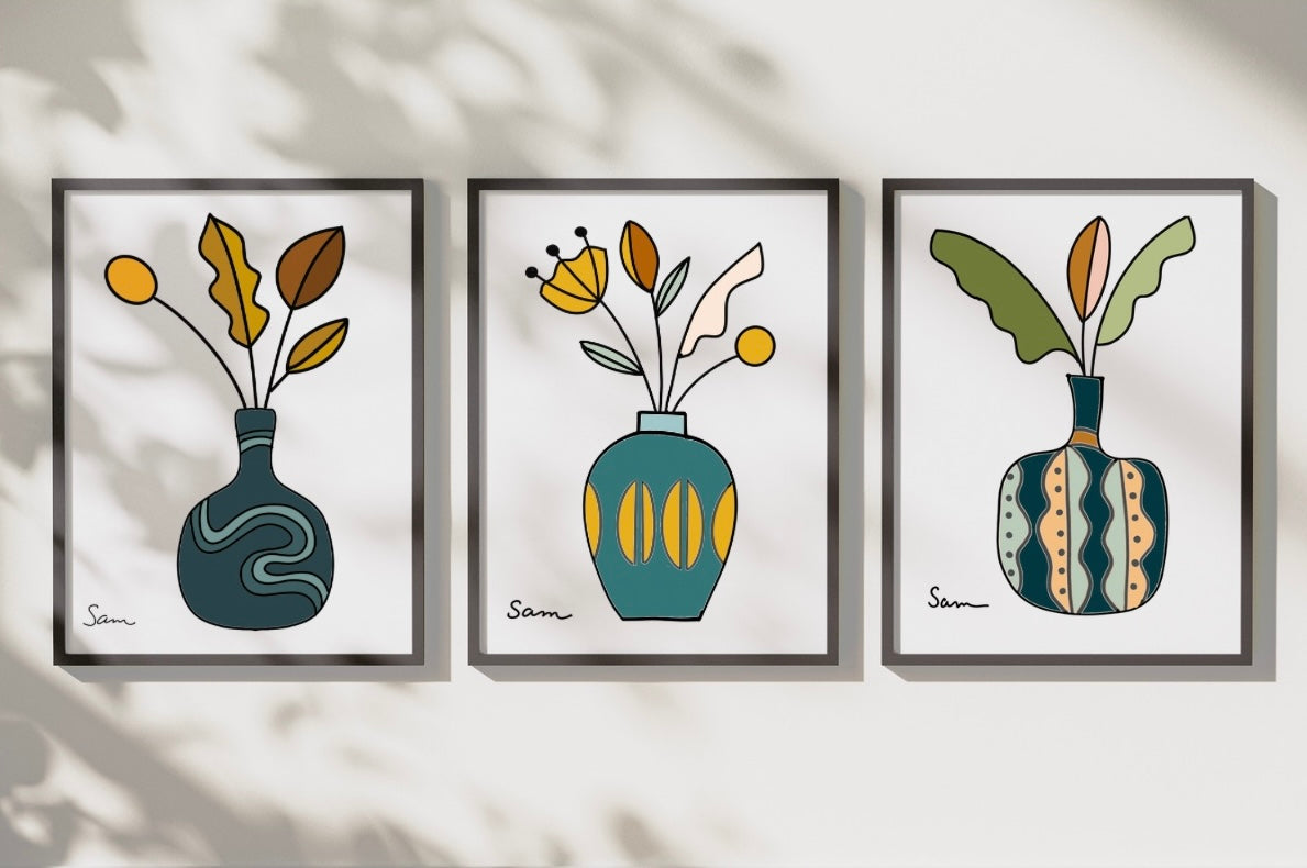 Modern Vase Art Print | Botanical Wall Art - Samara Designs Studio