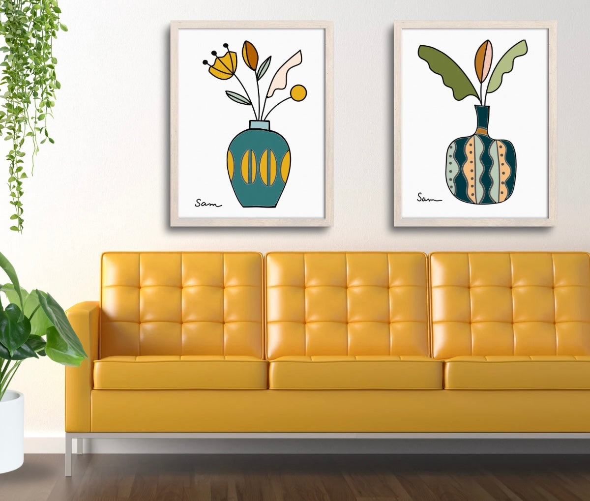 Floral Vase Art Print | Modern Botanical Wall Art | Unique Gift for Art Lovers & Home Decor - Samara Designs Studio