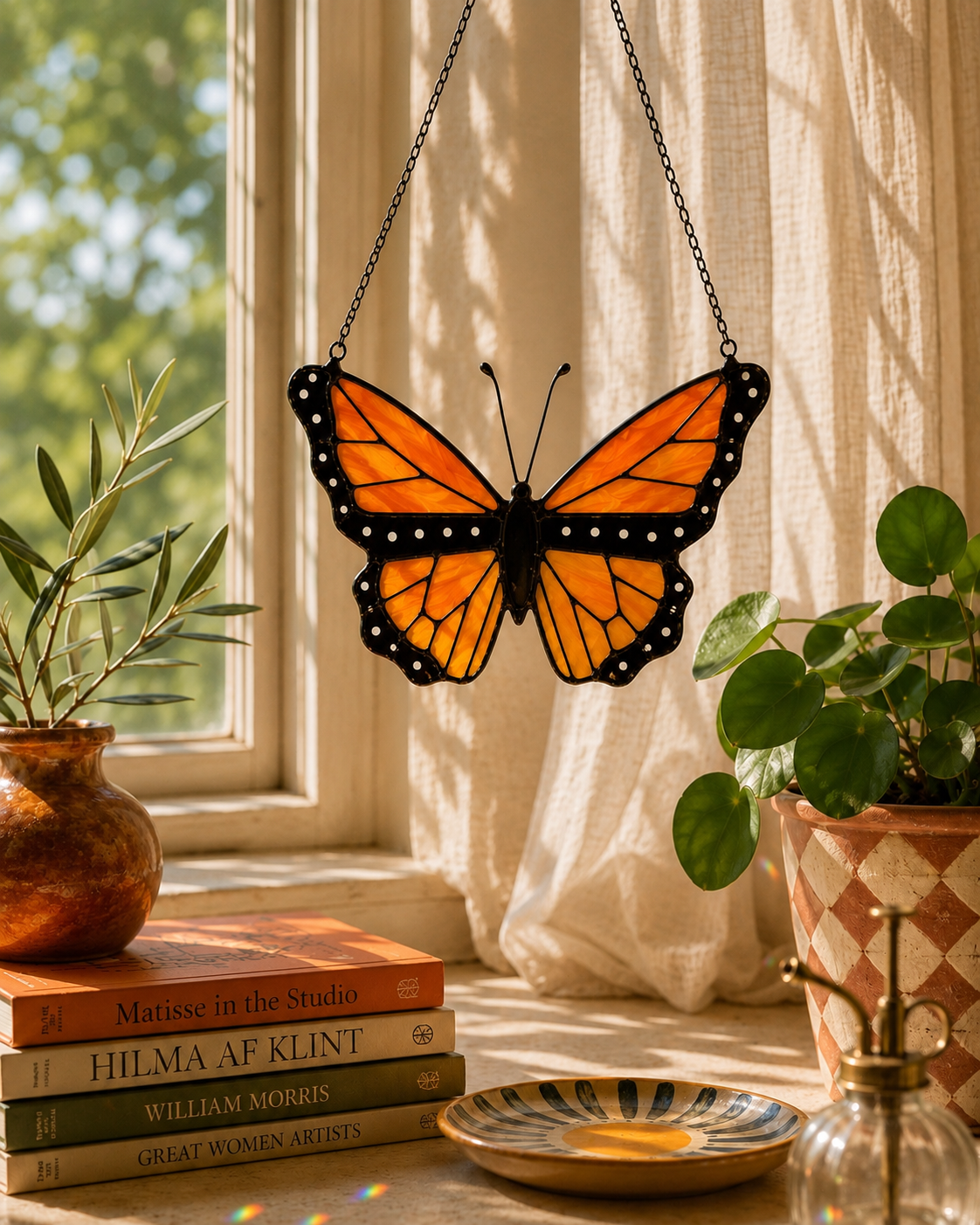 Stained Glass Monarch Butterfly Suncatcher - Samara Designs Studio