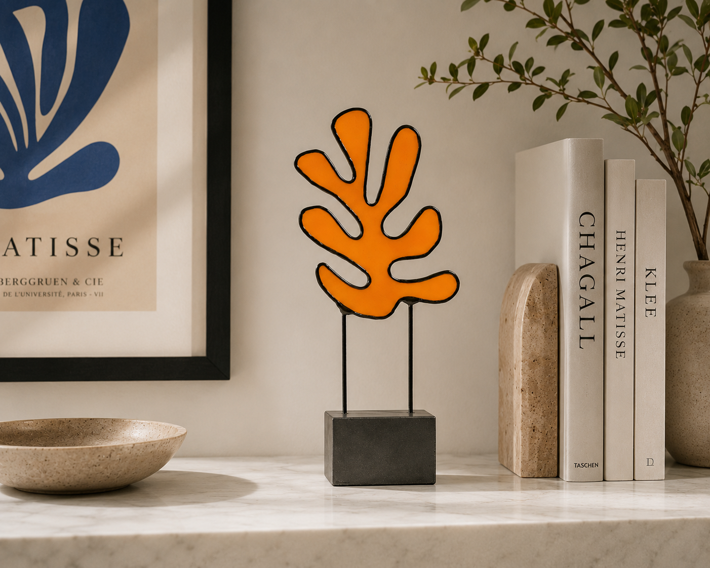 Modern Glass Sculpture, Abstract Botanical Decor, Stained Glass Art Object, Mid Century Inspired Home Decor - Samara Designs Studio