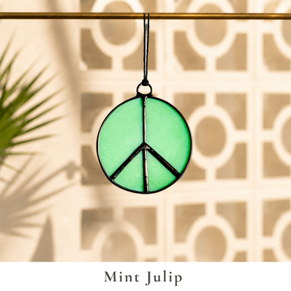 Peace Sign Stained Glass Suncatcher - Samara Designs Studio