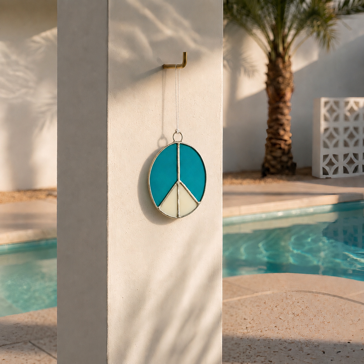 Retro Peace Sign Stained Glass Window Hanging - Samara Designs Studio