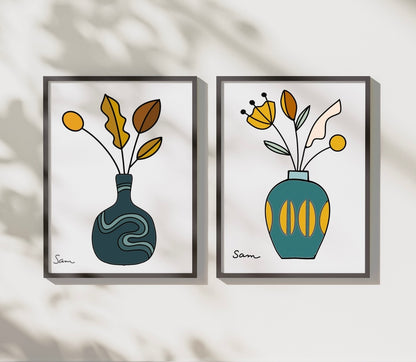 Floral Vase Art Print | Modern Botanical Wall Art | Unique Gift for Art Lovers & Home Decor - Samara Designs Studio