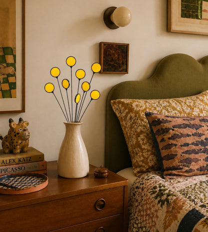 Stained Glass Billy Buttons | Set of 4 Yellow Craspedia Flower Stems