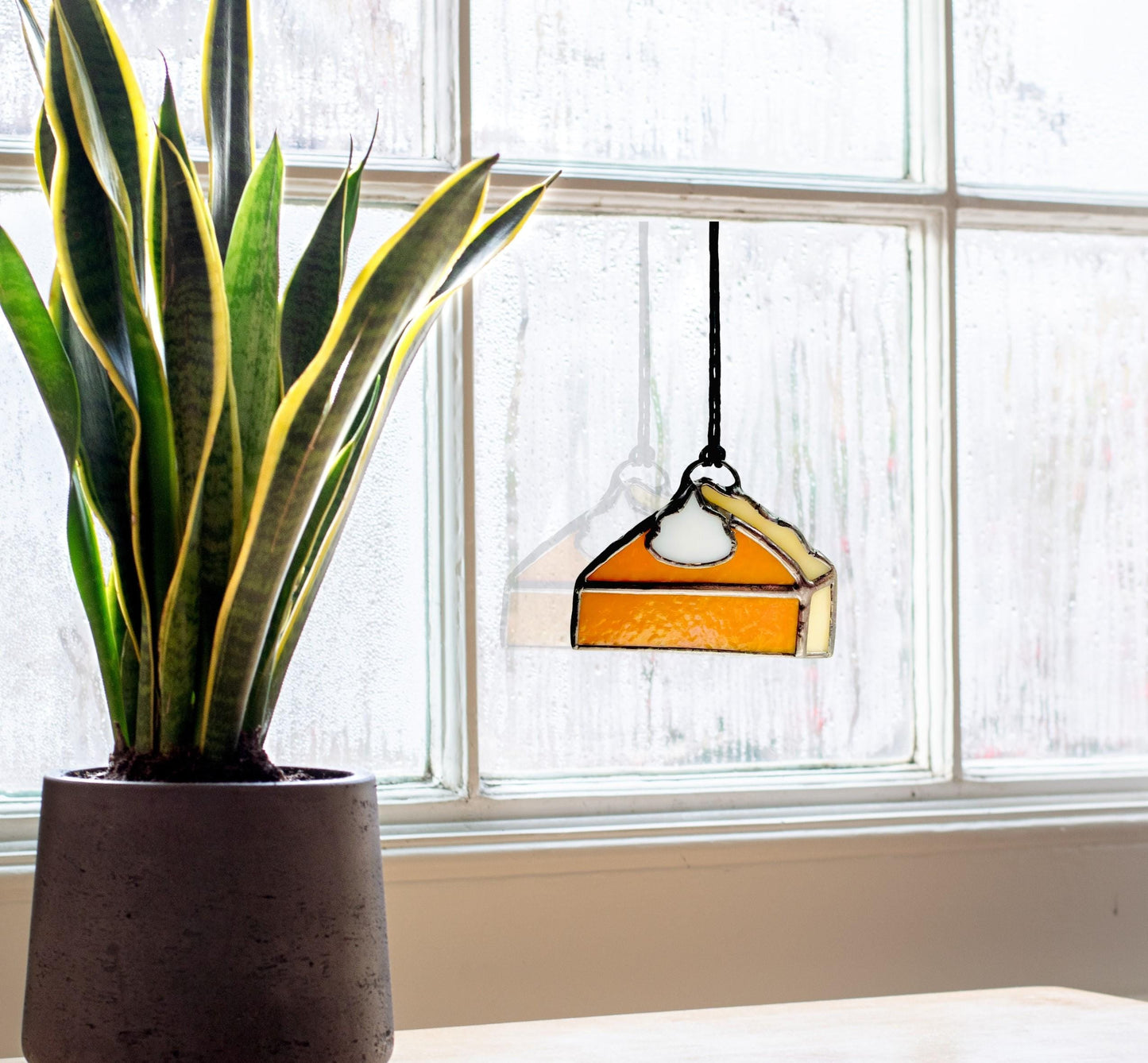 Mini Pumpkin Pie Glass Suncatcher