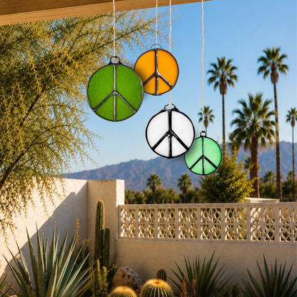 Peace Sign Stained Glass Suncatcher - Samara Designs Studio