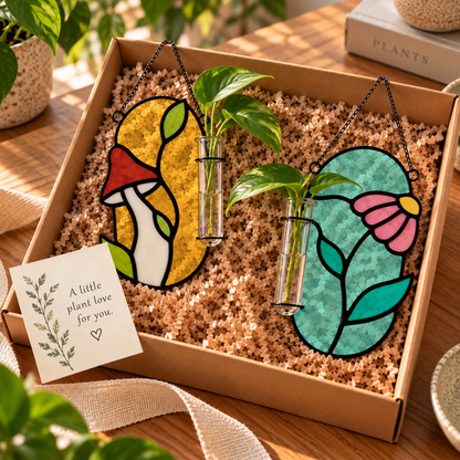 Stained Glass Plant Propagation Station | Mushroom or Wildflower - Samara Designs Studio