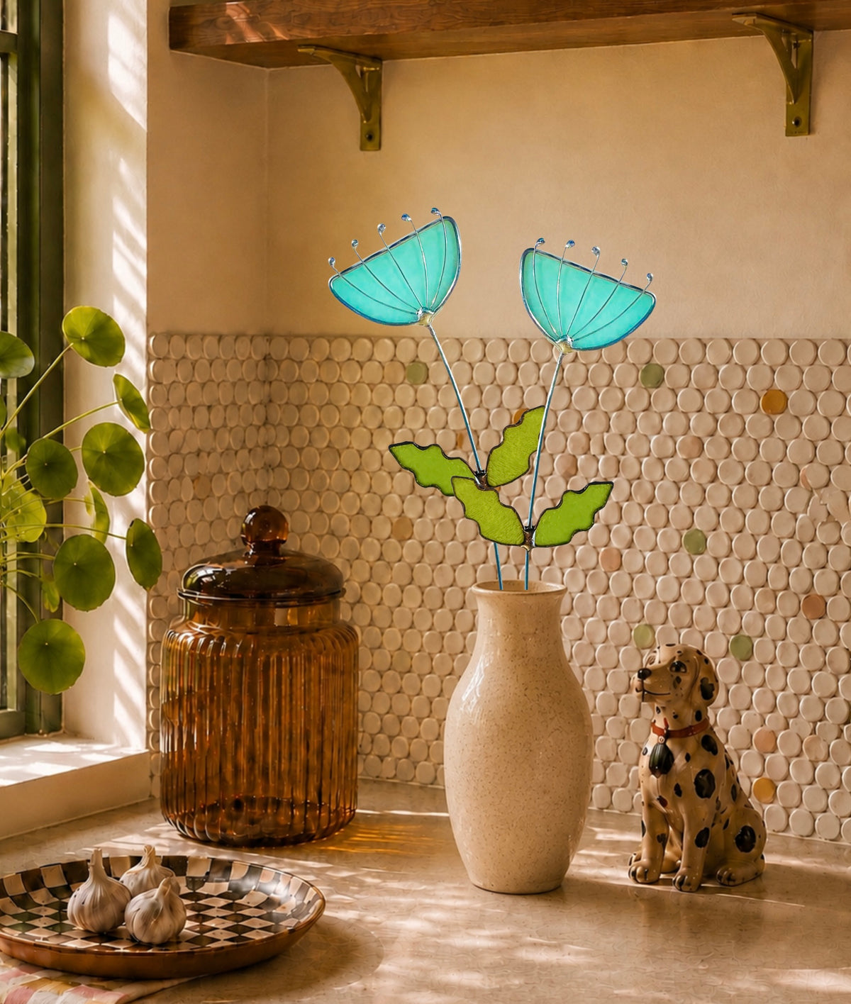 Handmade Stained Glass Floral Décor