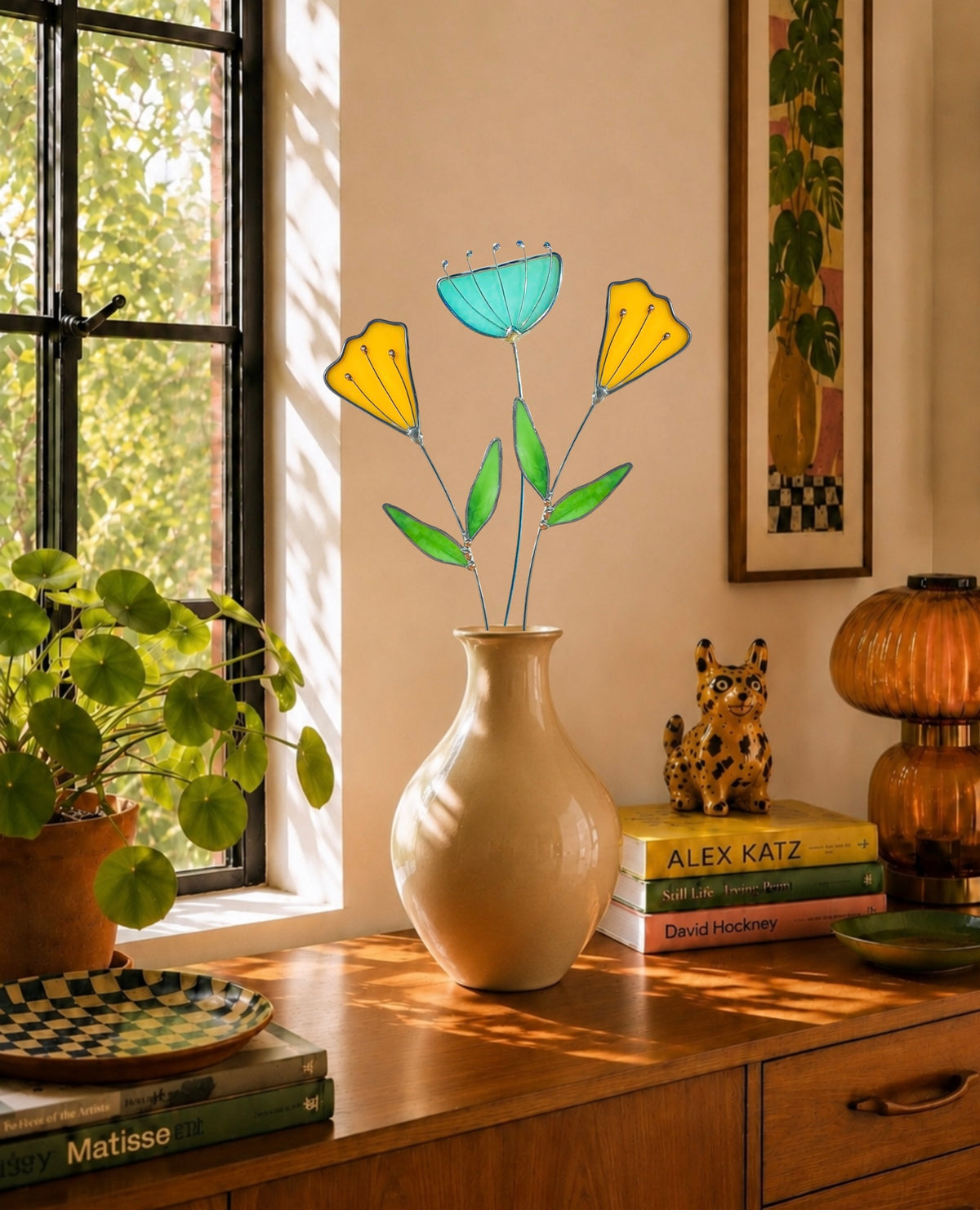 Handmade Stained Glass Floral Décor