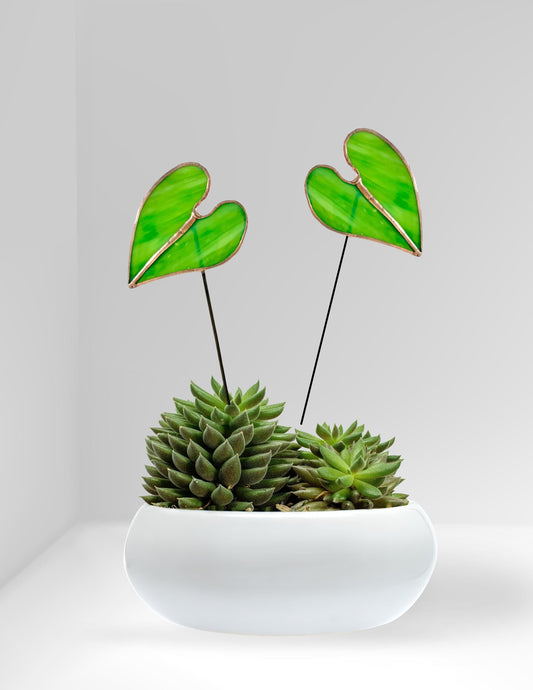 Glass Elephant Ear Plant Stake