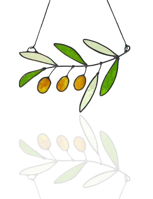 Glass Olive Branch Suncatcher