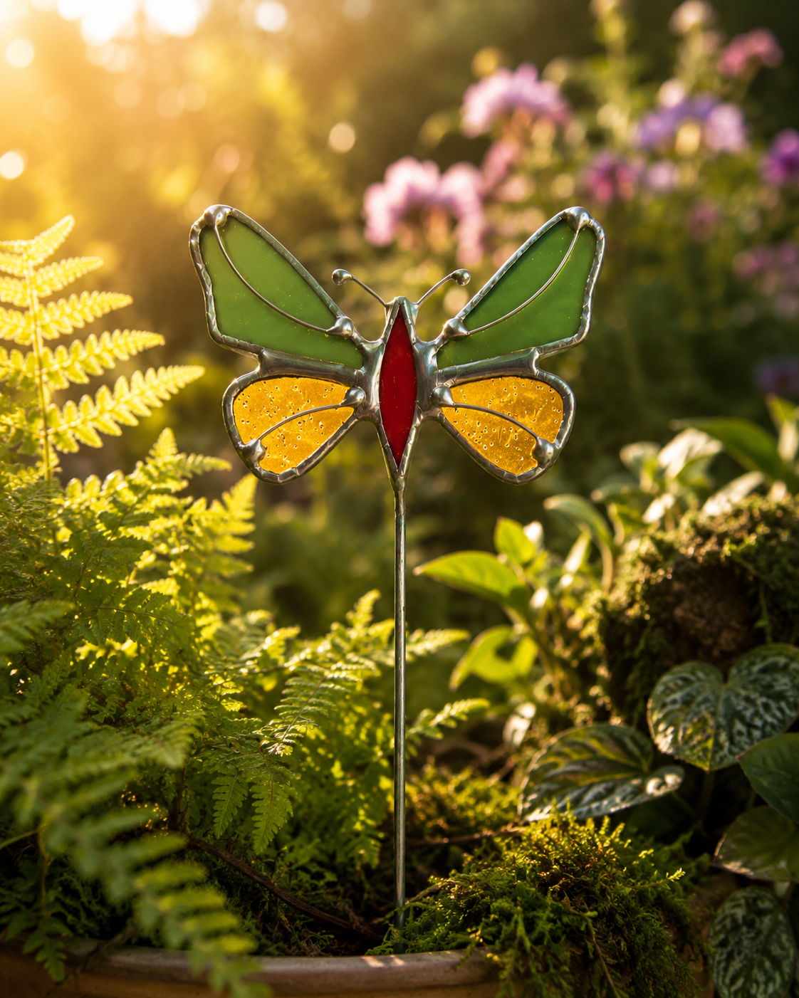 Handmade Stained Glass Butterfly Plant Stakes - Samara Designs Studio