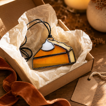 Stained Glass Pumpkin Pie Suncatcher| Thanksgiving Decor, Baker Gift & Christmas Ornament