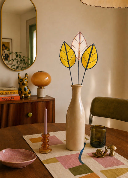 Handmade Stained Glass Leaf Stems & Plant Stakes