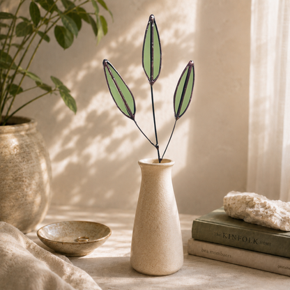 Stained Glass Sage Leaf Stem