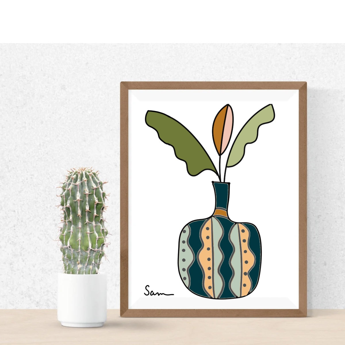 Modern Vase Art Print | Botanical Wall Art - Samara Designs Studio
