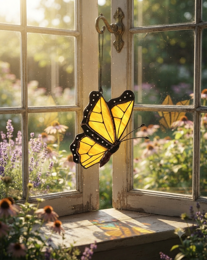 Stained Glass Monarch Butterfly Suncatcher - Samara Designs Studio