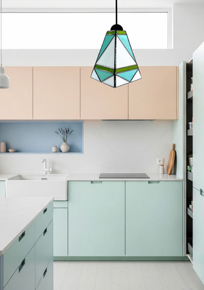 Mid Century Modern Stained Glass Pendant Light - Samara Designs Studio