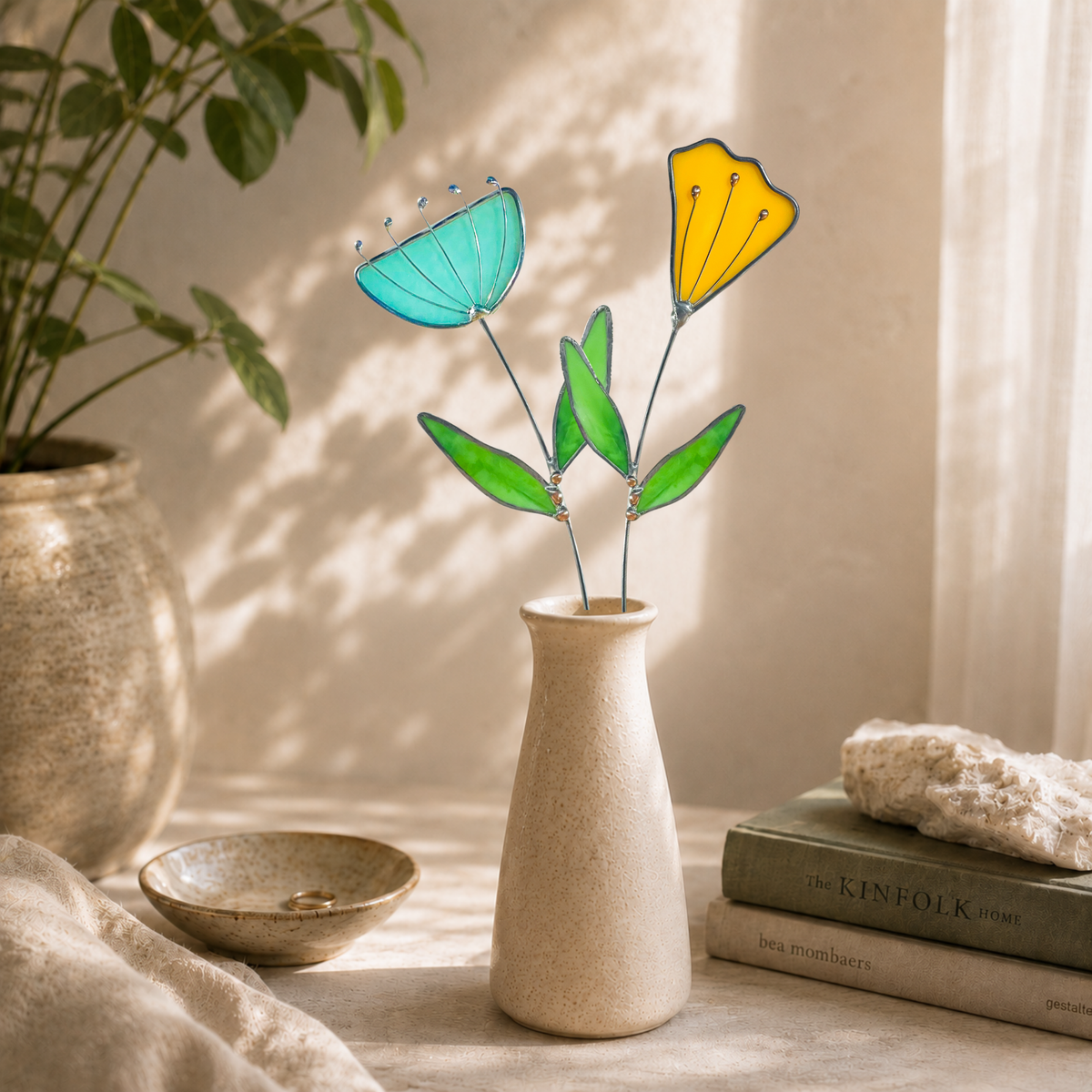 Handmade Stained Glass Floral Décor
