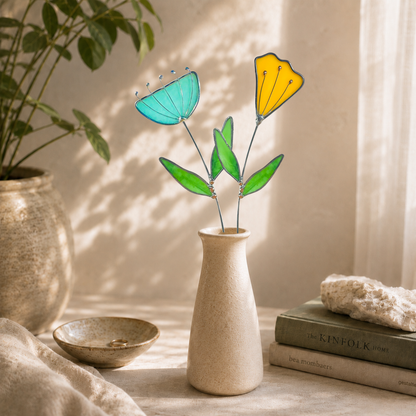 Handmade Stained Glass Floral Décor