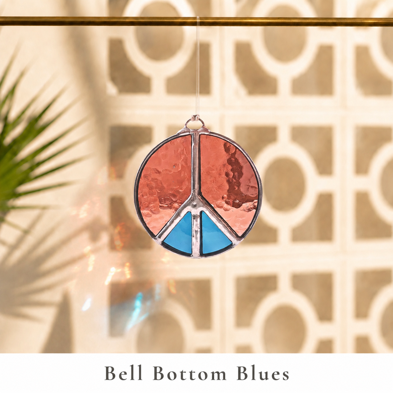 Retro Peace Sign Stained Glass Window Hanging - Samara Designs Studio
