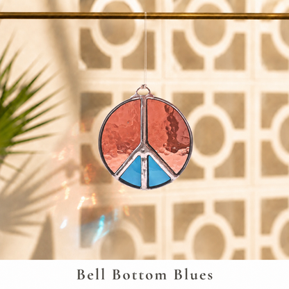Retro Peace Sign Stained Glass Window Hanging - Samara Designs Studio